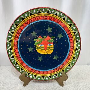 Laurel Burch Christmas Cat Platter VTG 1993 Casa Bella by Ganz 12" Ceramic Round